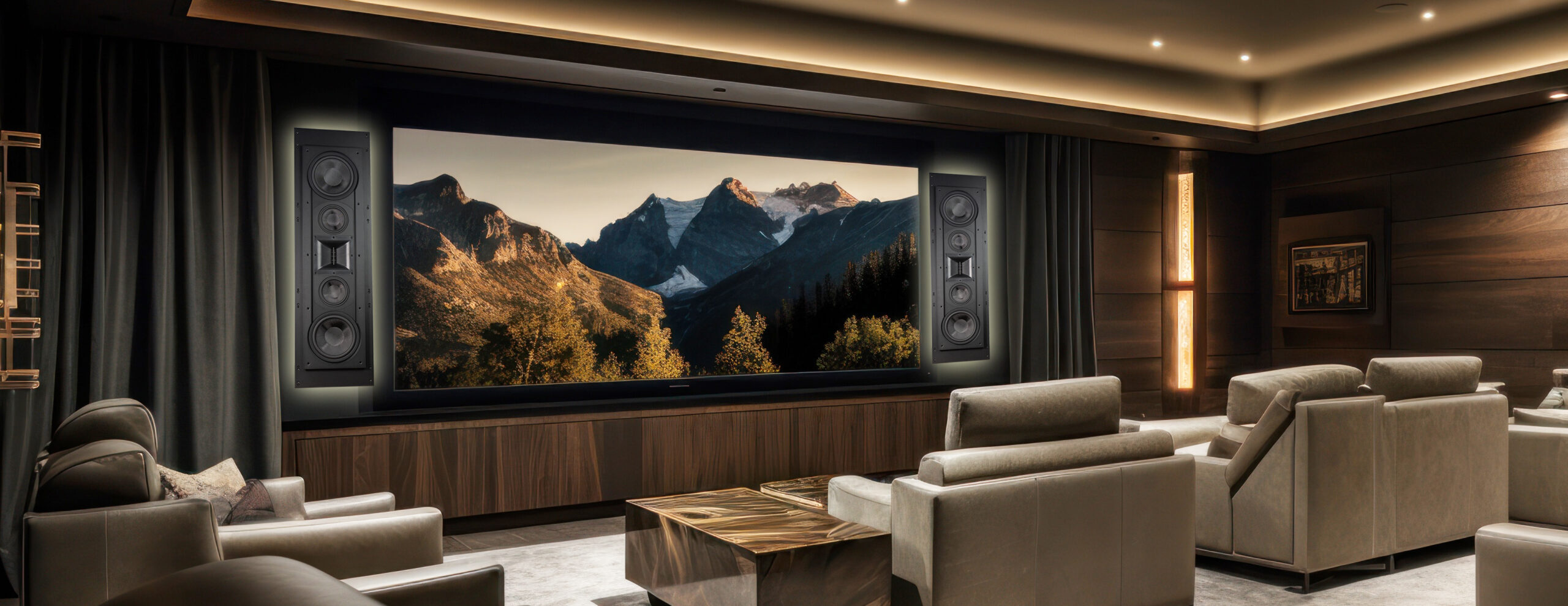 Unwind in Luxurious Home Theater with Superb Sound & Spectacular